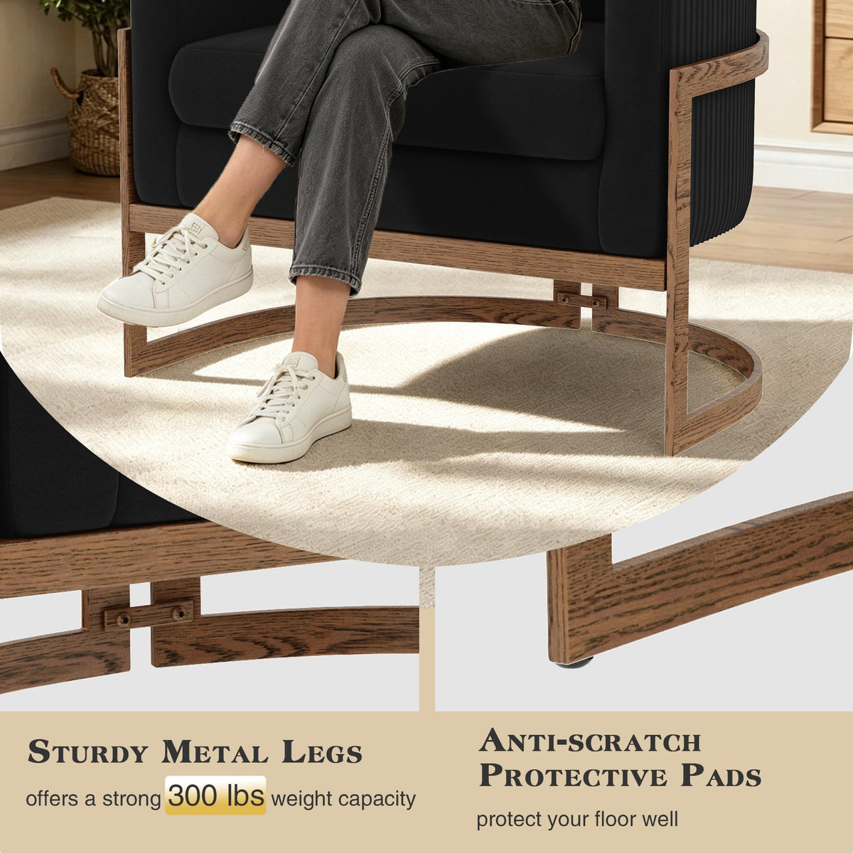 Velvet Accent Chair Ivory Modern Barrel Chair with Gold Legs