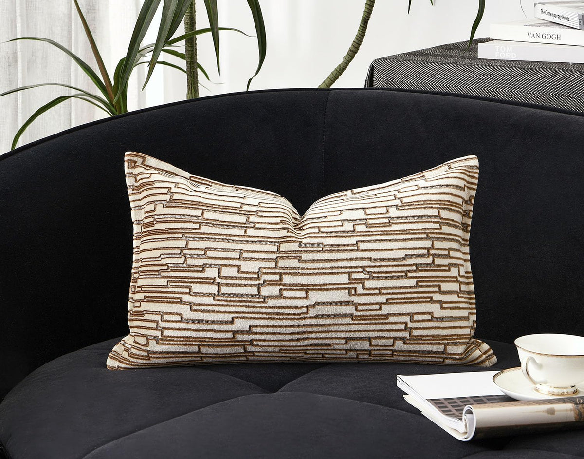 Luxury Brown Cut Pile Velvet Pillow Covers 18x18 with Raised Textured Pattern(Not a