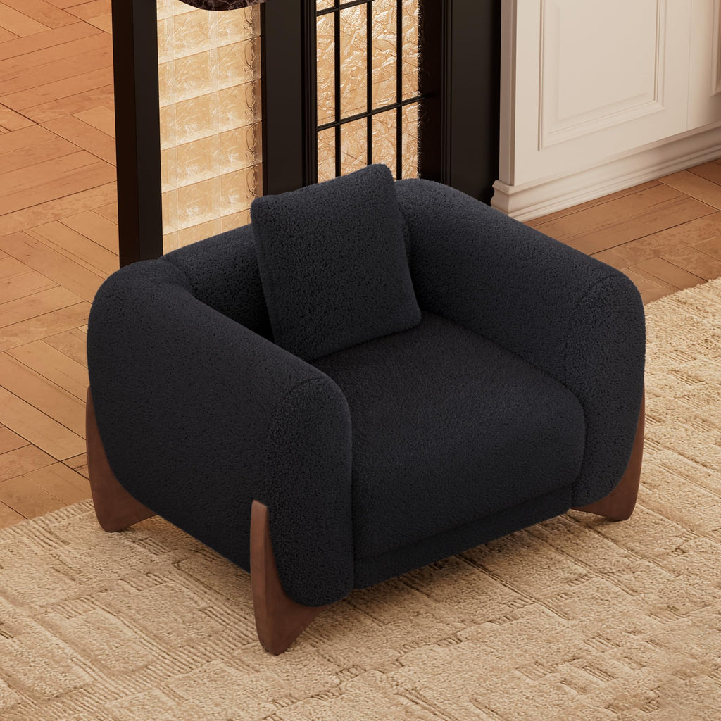 Morden Fort Modern Cloud Sofa Couch - 3 Seater Sherpa Boucle Sofas with Wood Legs