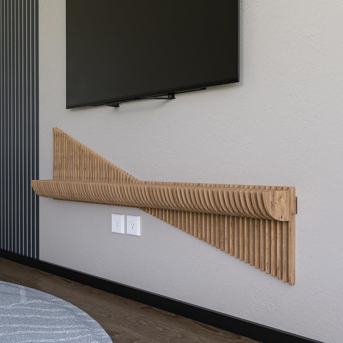 60-Inch Parametric Oak Floating Shelf