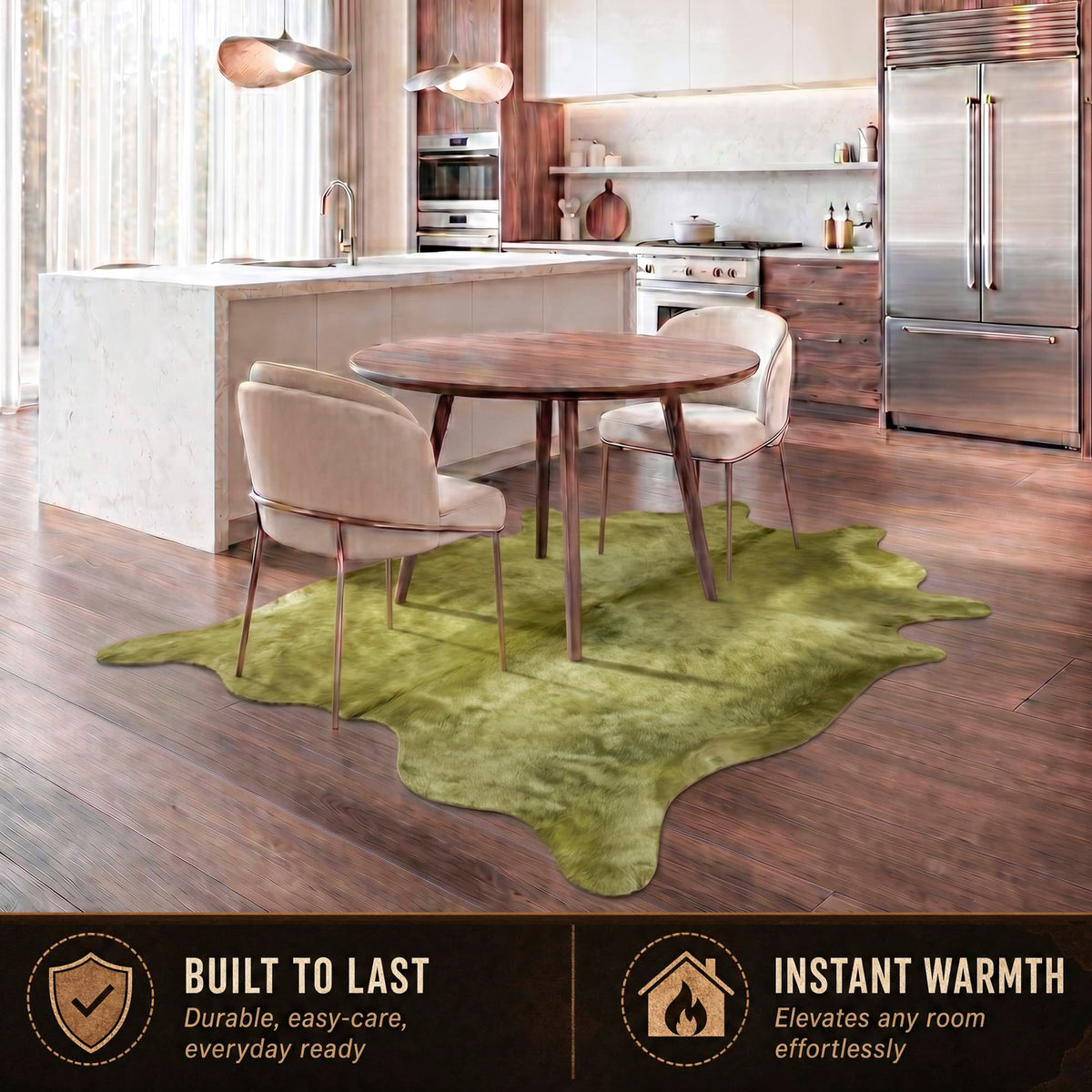 Natural Geneva Cowhide Area Rug, Off-White, 6 ft x 7 ft