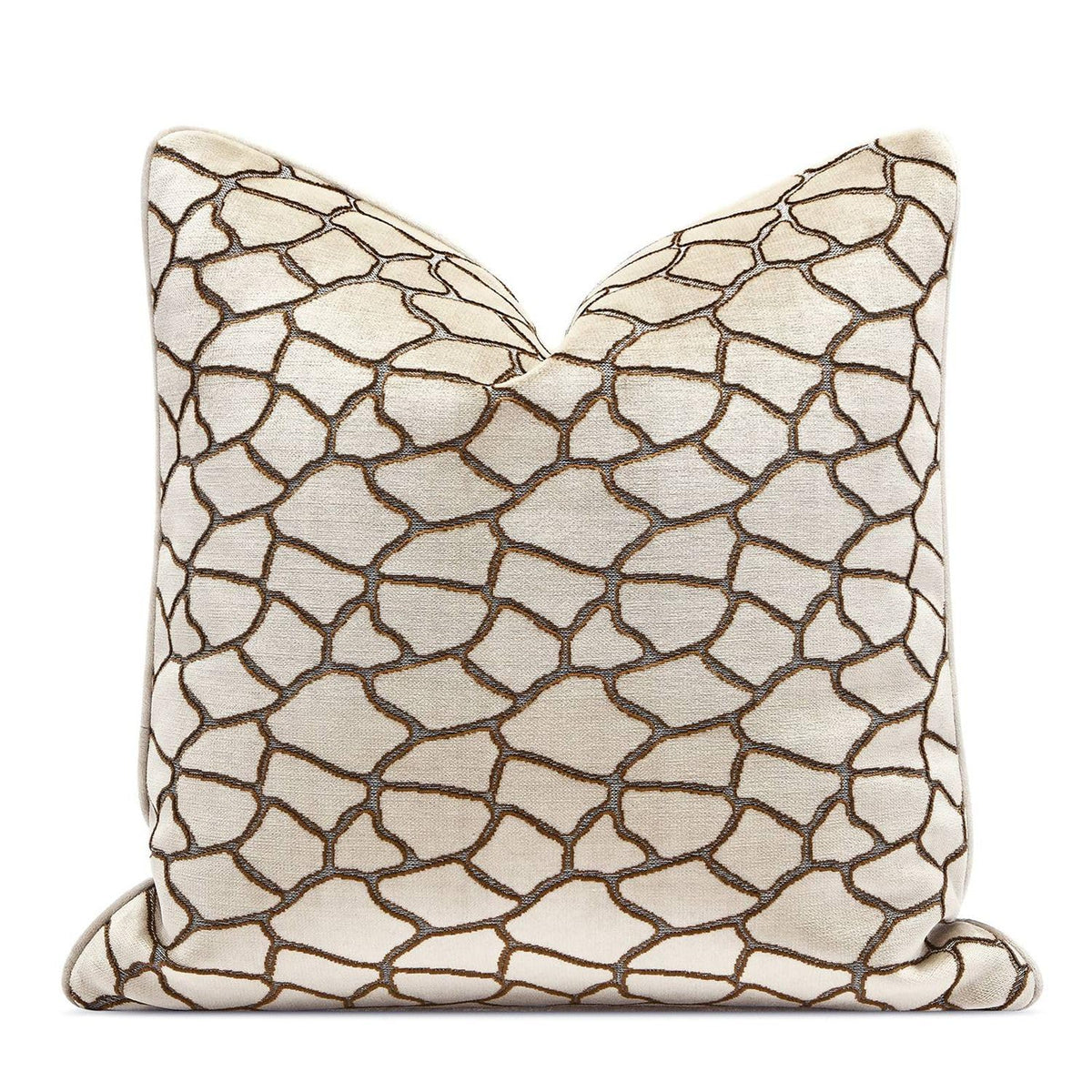 Luxury Brown Cut Pile Velvet Pillow Covers 18x18 with Raised Textured Pattern(Not a