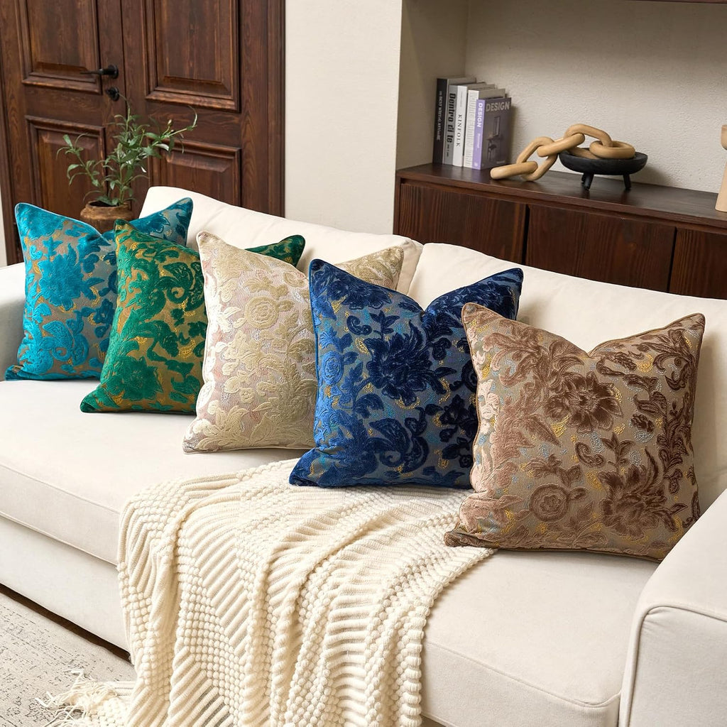 Vintage Floral Cut-Velvet Pillow Cover