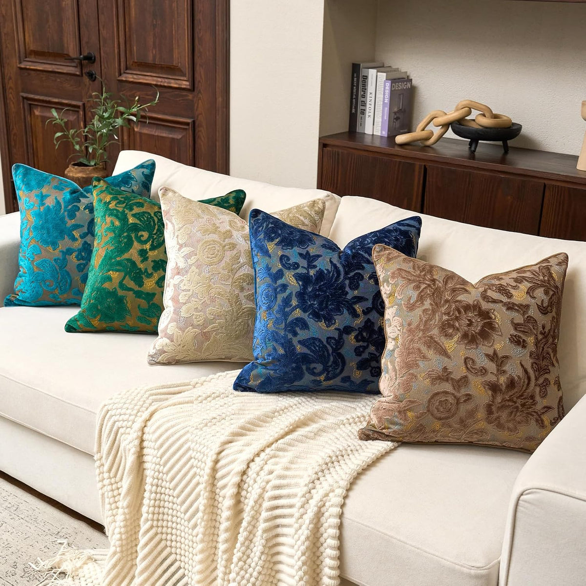 Vintage Floral Cut-Velvet Pillow Cover