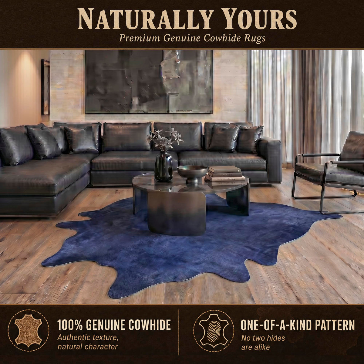 Natural Geneva Cowhide Area Rug, Off-White, 6 ft x 7 ft