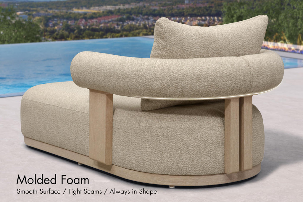 PURPLE LEAF Chaise Lounge 2 Pieces with Cushion and Pillow, Armrest, White