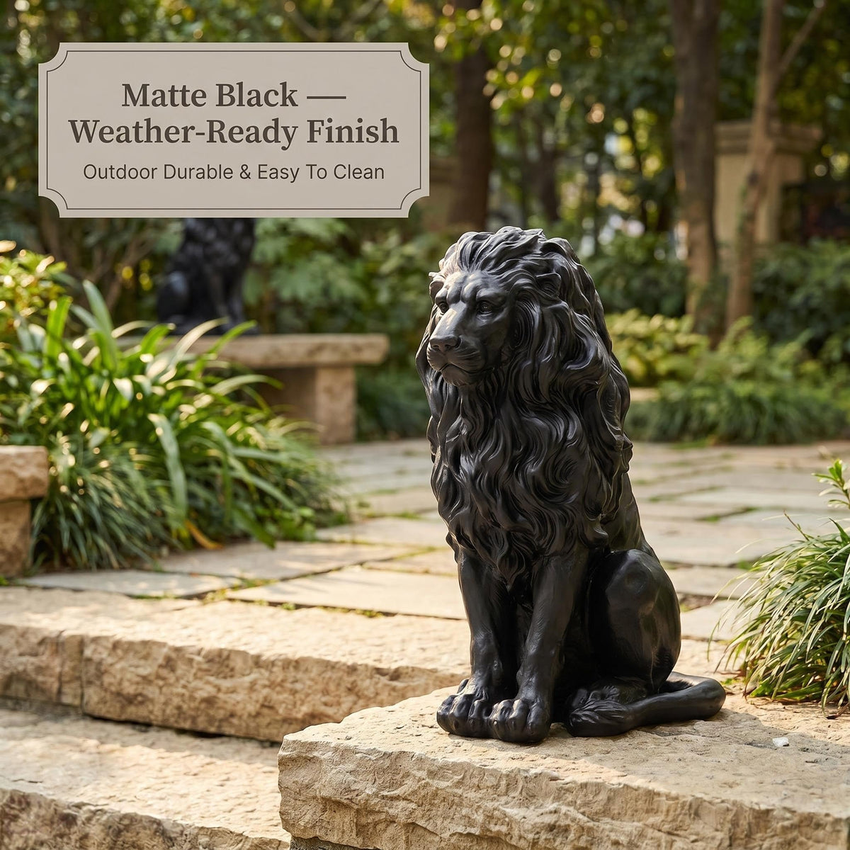 Large Gold Lion Statue, Resin Garden Sculpture, Outdoor Decor