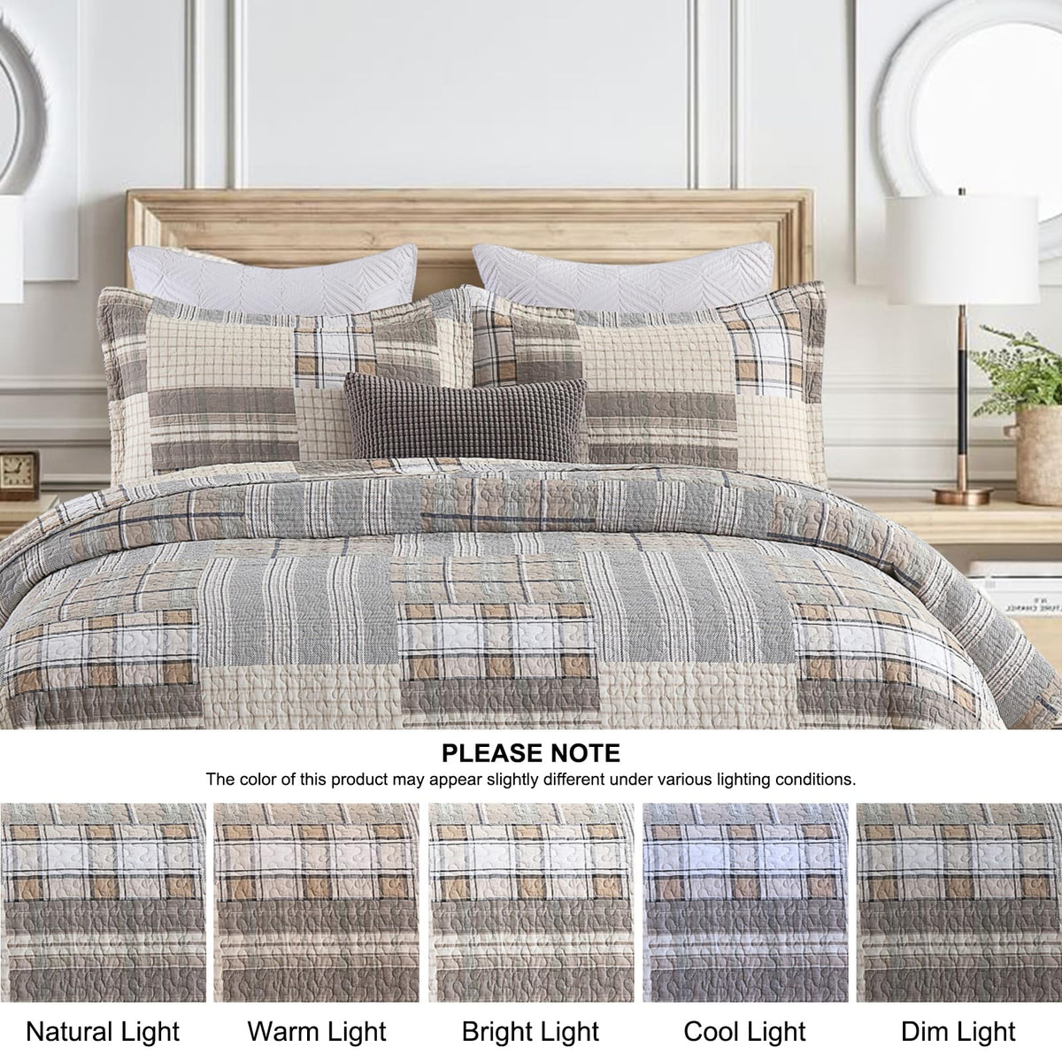 PANGUSHAN 100% Cotton Quilt Set Queen Size