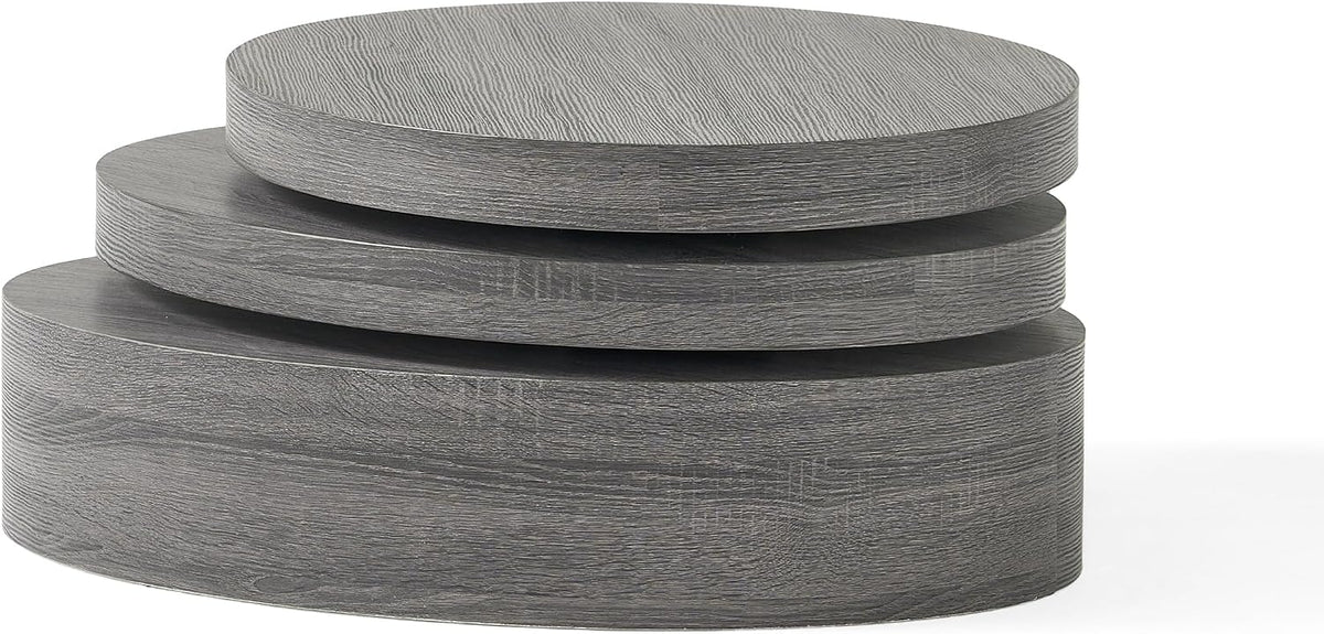 Matte Black Rotating Oval Coffee Table