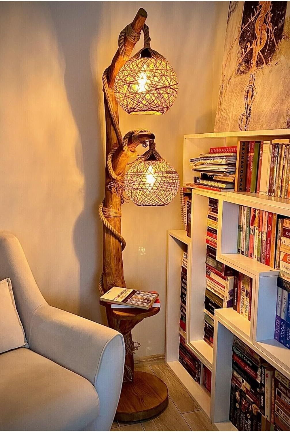 Handmade Wood Floor Lamp