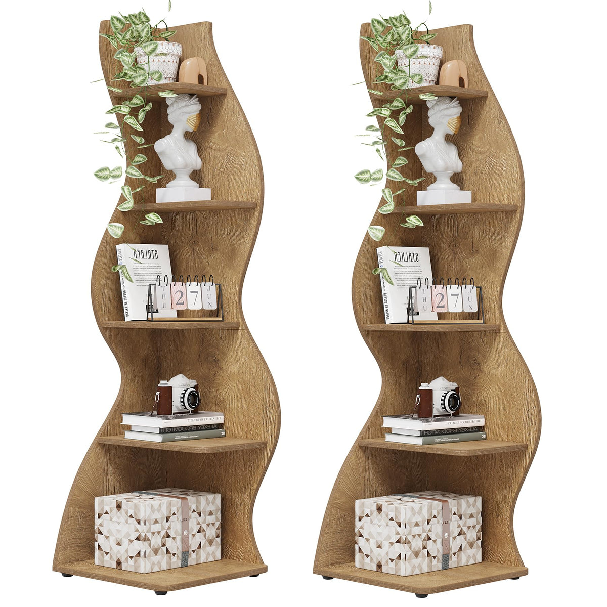 Modern Five-Tier Corner Bookshelf