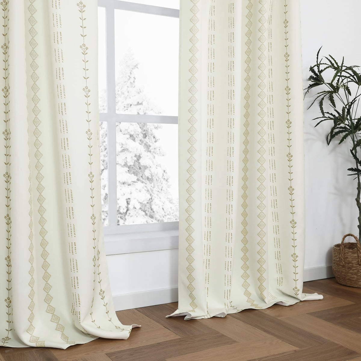 Earth-Tone Boho Curtains, Set of Two