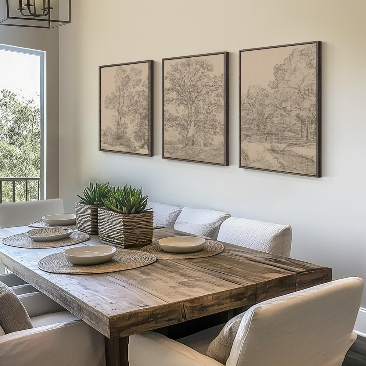 Framed Neutral Tree Ring Wall Art