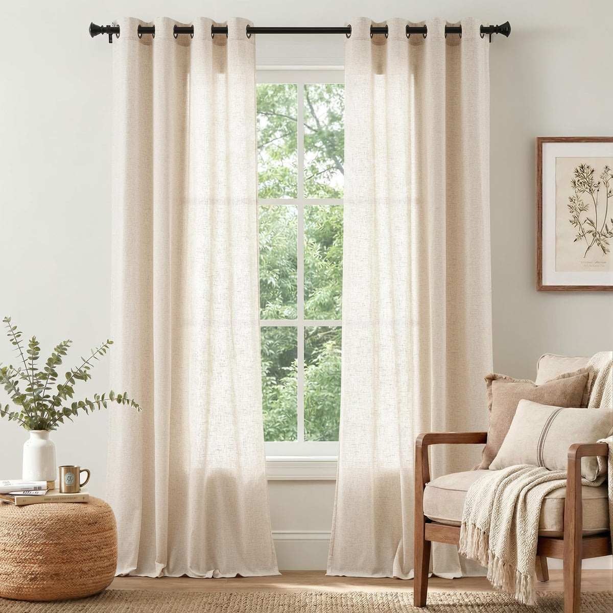 Linen Grommet Curtains, Set of Two