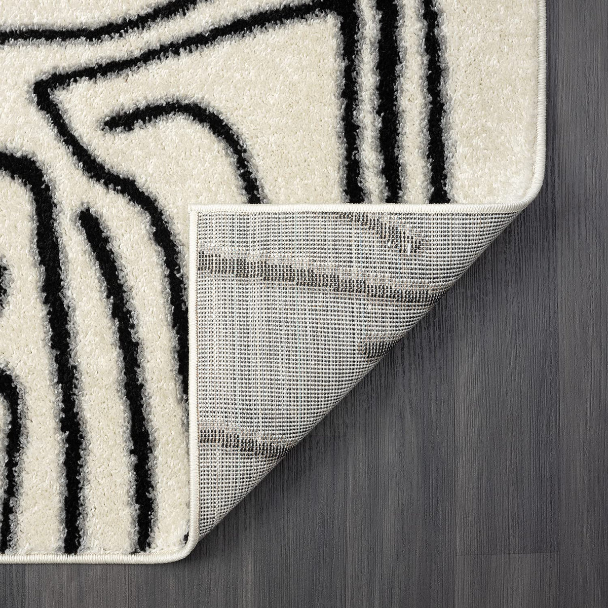 Abani Abstract Beige/Black Area Rug - 5'x8' - Modern Animal/Natural Lines Design -