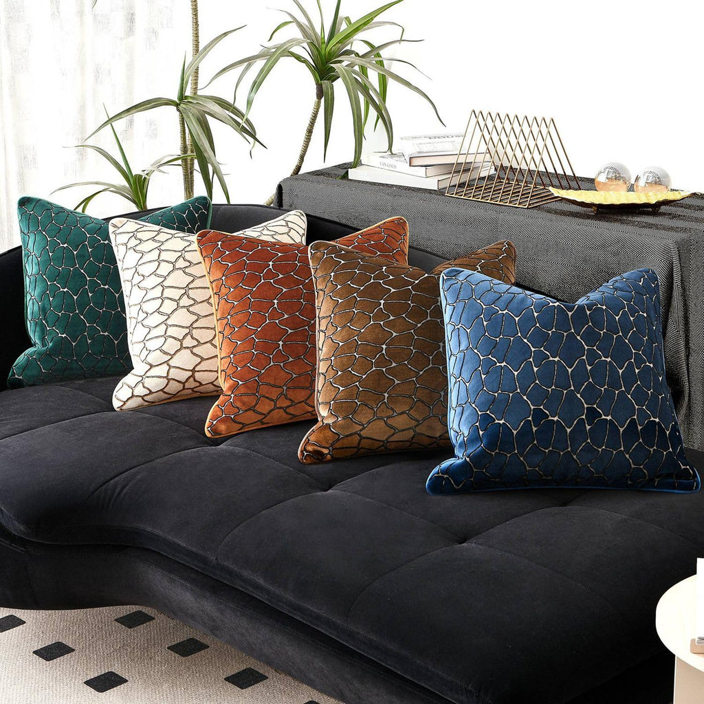 Luxury Brown Cut Pile Velvet Pillow Covers 18x18 with Raised Textured Pattern(Not a