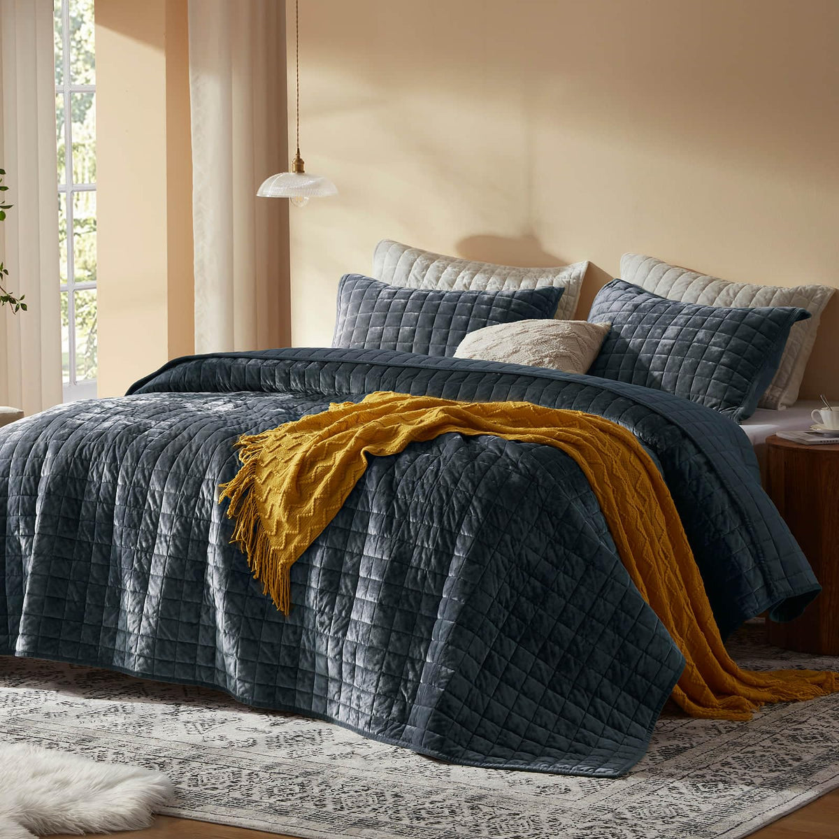 LEAONME Velvet Quilt King Size-98''x106''