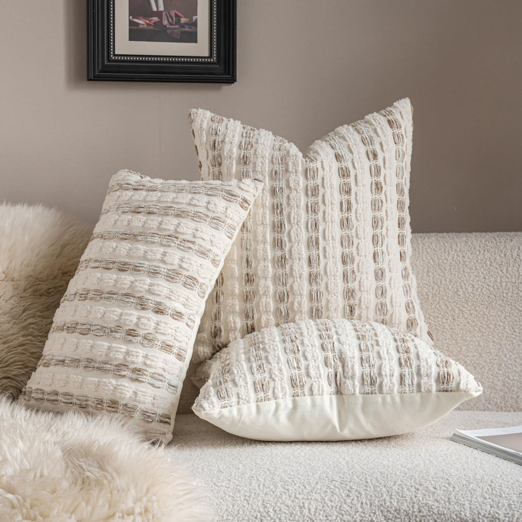 Striped Chenille Pillow Covers