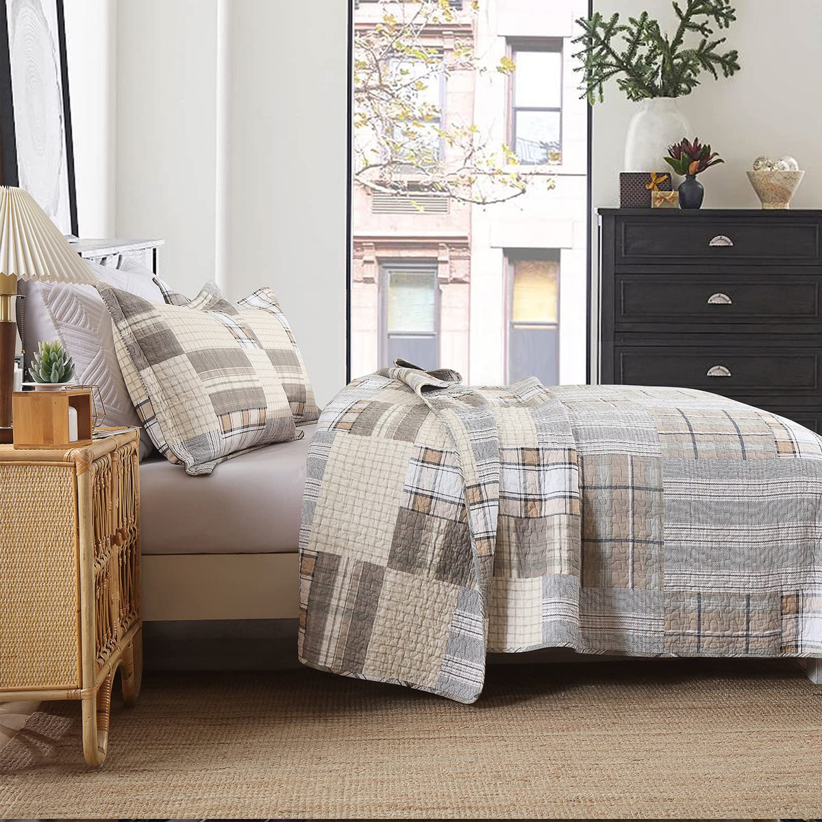 PANGUSHAN 100% Cotton Quilt Set Queen Size