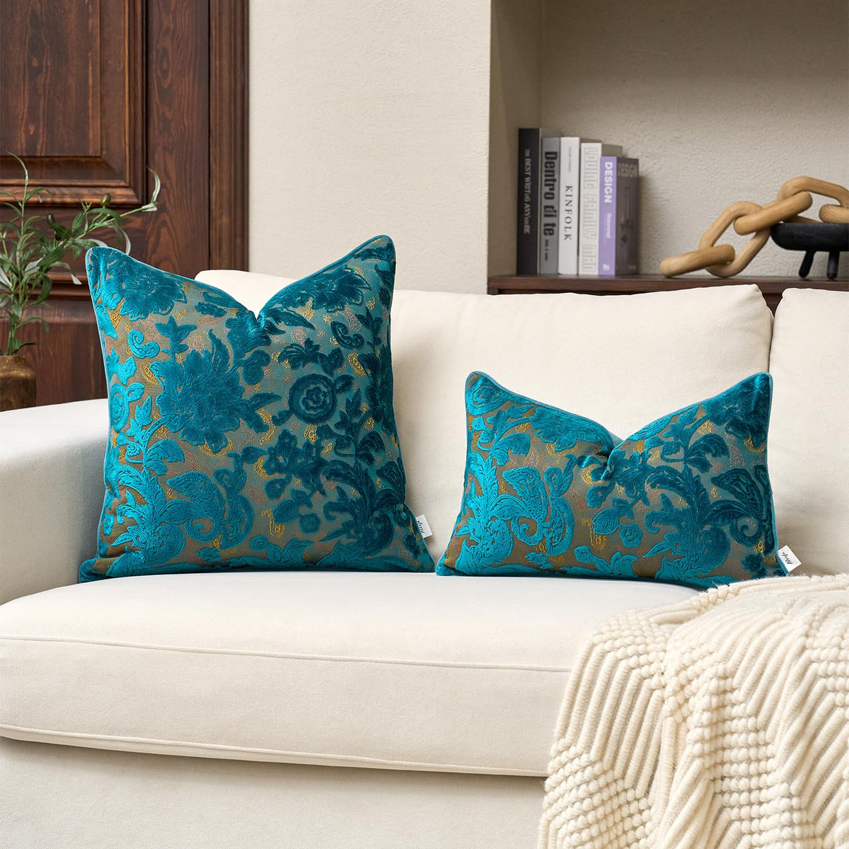 Vintage Floral Cut-Velvet Pillow Cover