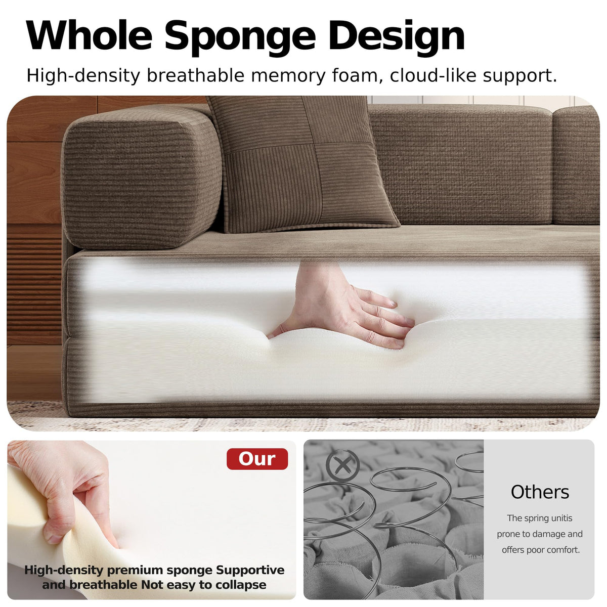 78.8'' Futon Sofa Bed, Boneless Couches for Living Room