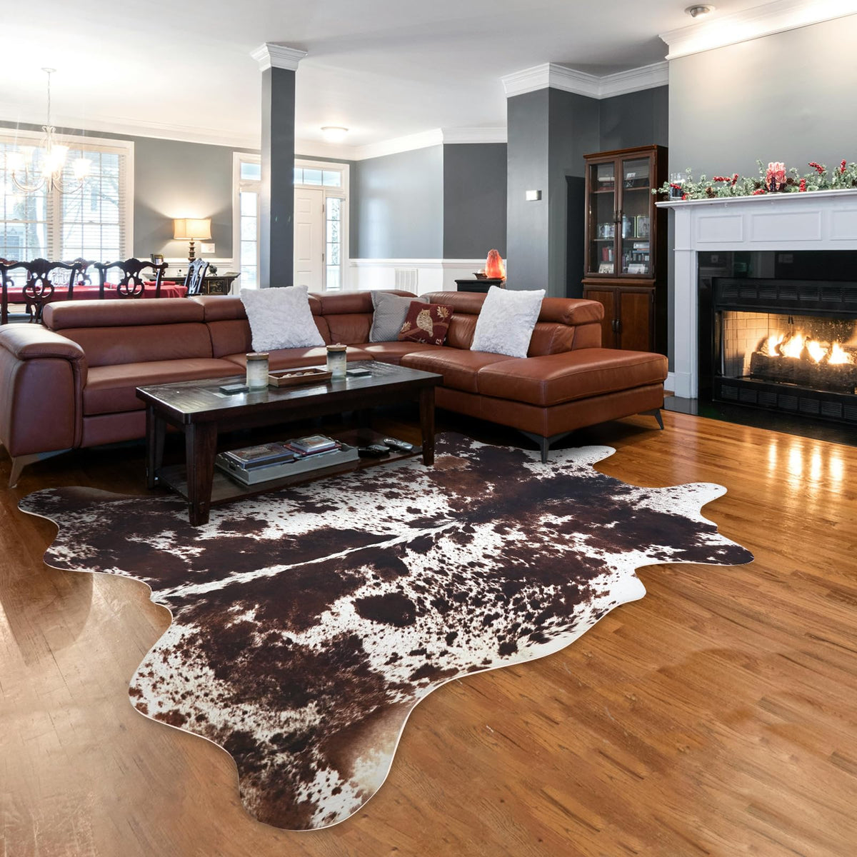 Faux Cowhide Rug 4.6x5.2 ft Cow Hide Faux Cowhide for Living Room Bedroom Dining