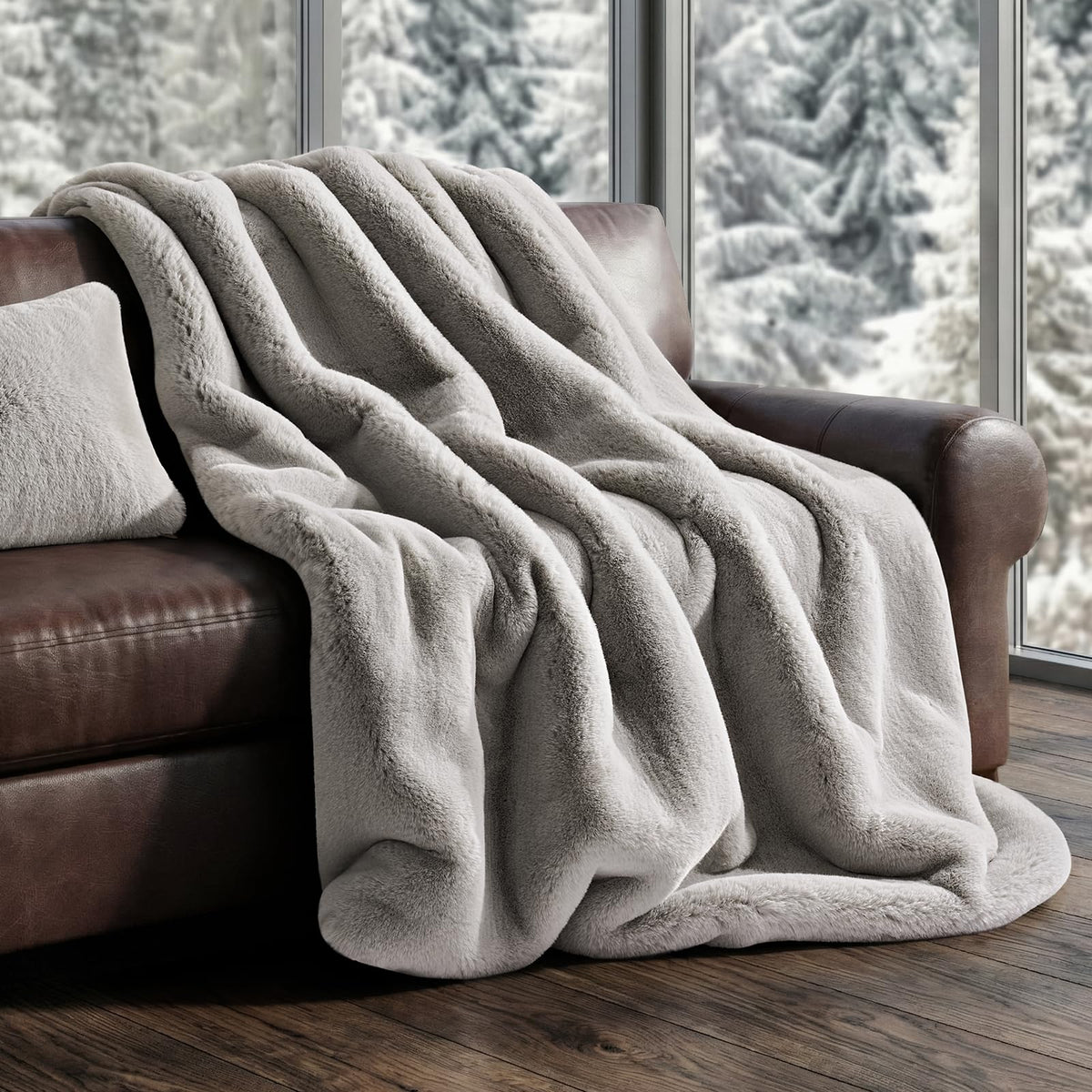 Faux Chinchilla-Fur Throw Blanket