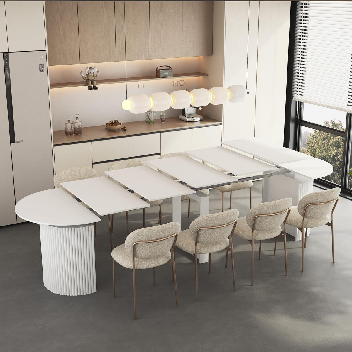 Extendable Oval Dining Table Set