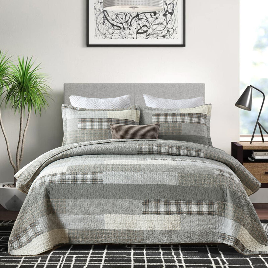 PANGUSHAN 100% Cotton Quilt Set Queen Size