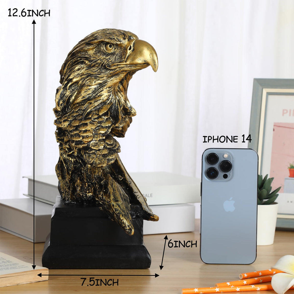 H&W Sandstone Lion Statue, The King of Beast, Collectible Figurines, Golden