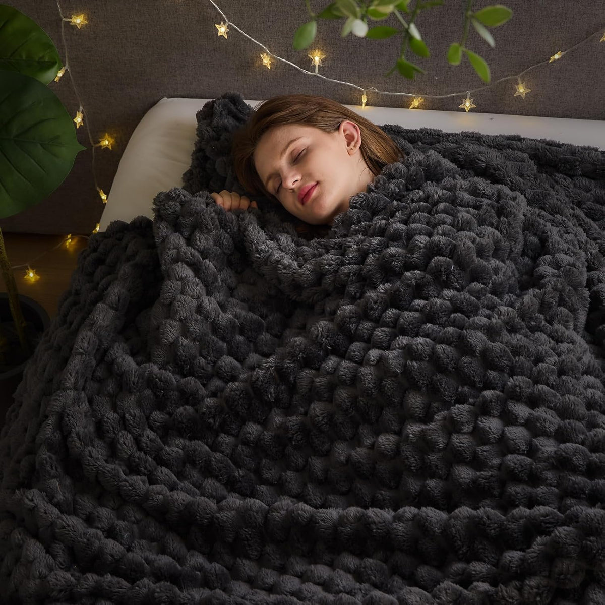 Ribbed Fleece Throw Blanket
