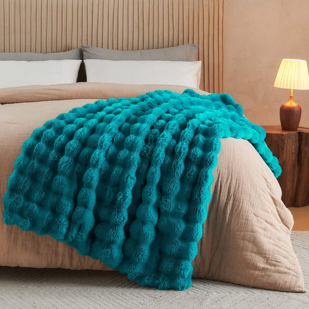 Cow-Print Faux Fur Throw Blanket