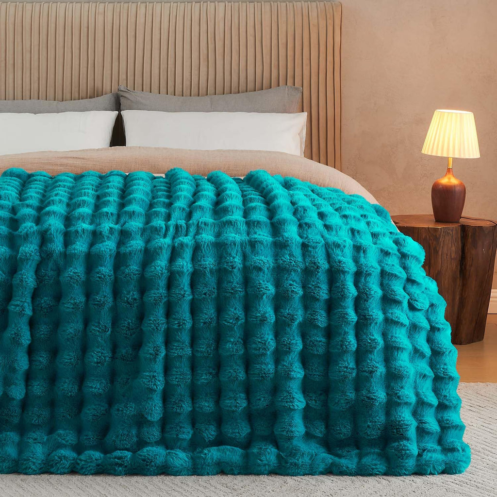 Cow-Print Faux Fur Throw Blanket