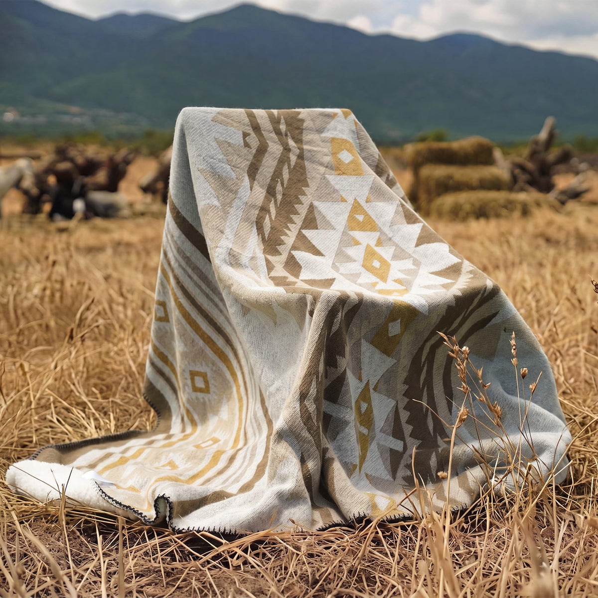 Aztec Sherpa-Lined Throw Blanket