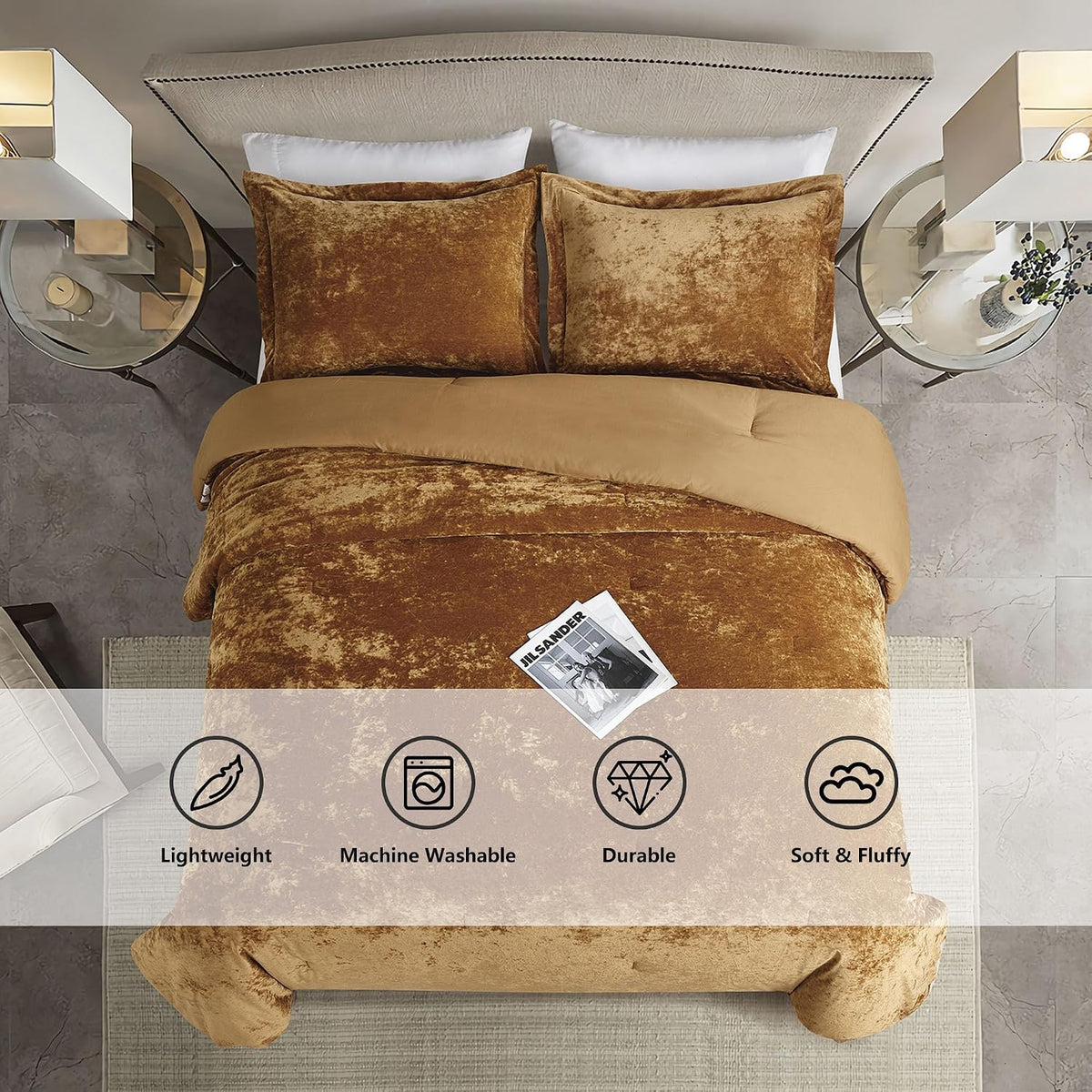 Luxury Velvet Queen Size Comforter Set