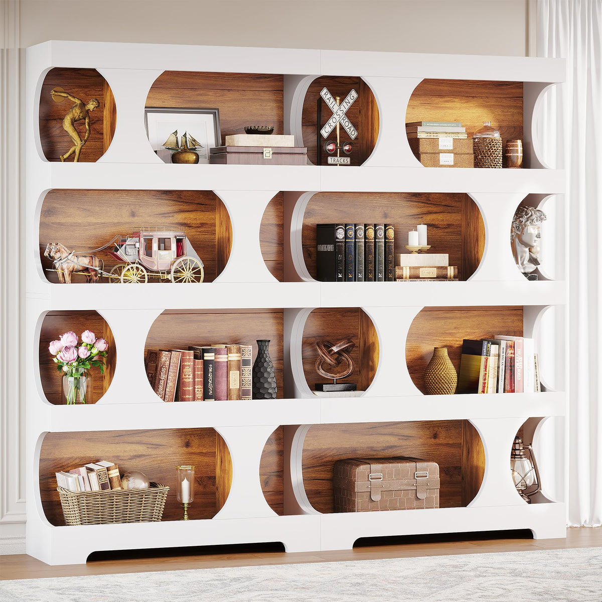 71-Inch Asymmetrical 4-Tier Bookcase