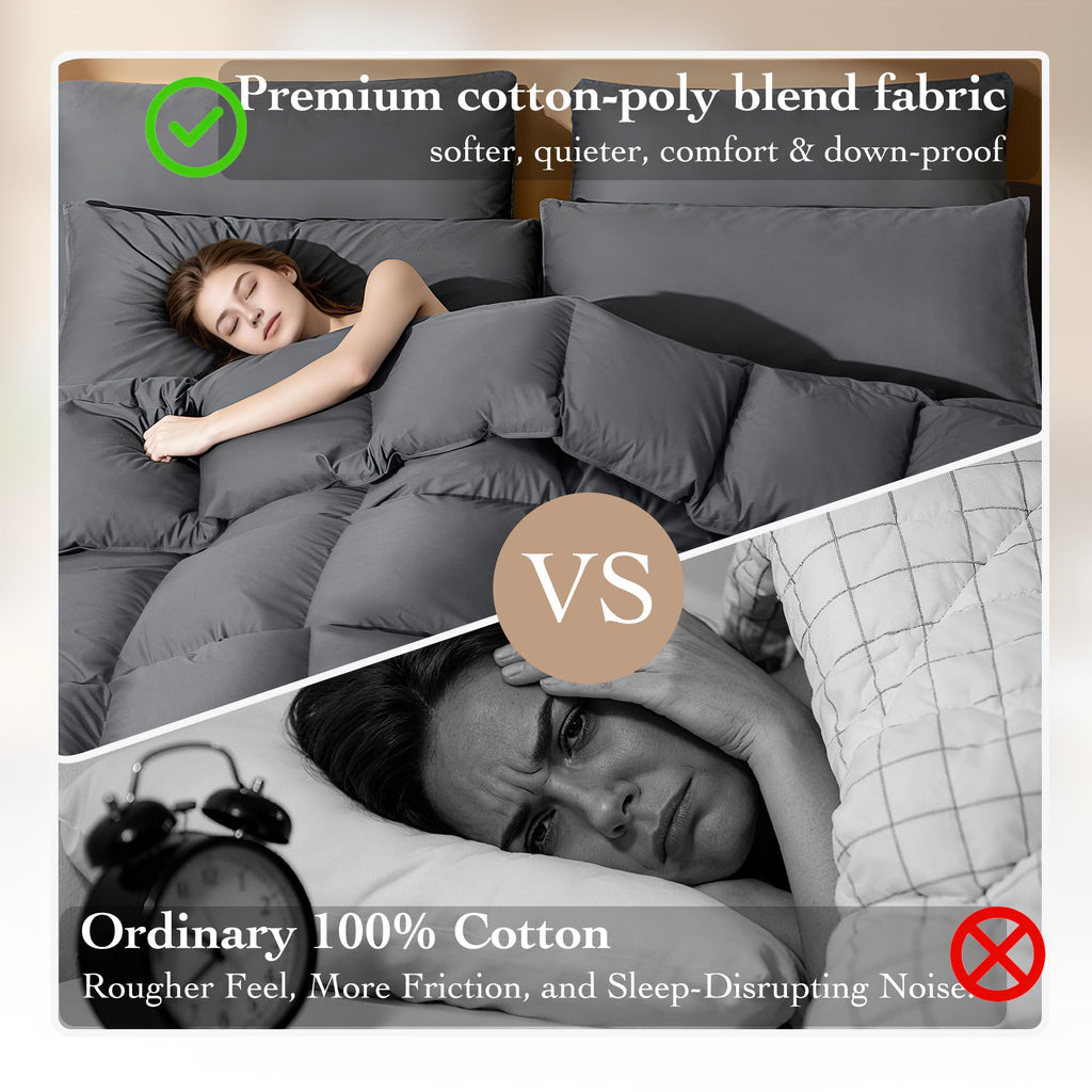 Goose Down Fiber Comforter Queen Size – All Season Naturally Breathable Down