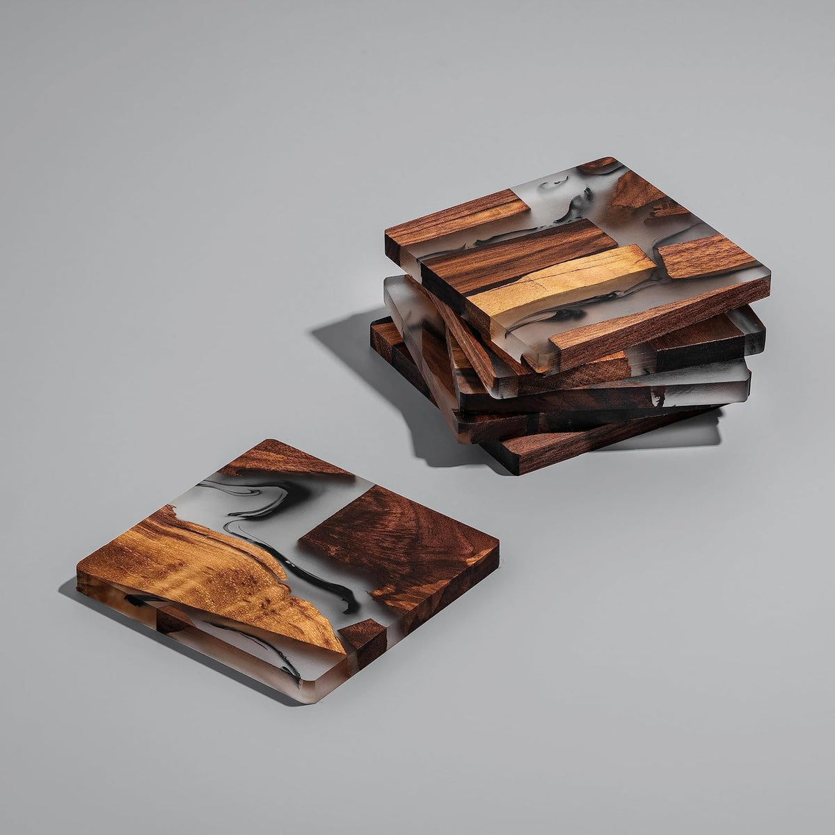 Walnut Coaster Set with Holder