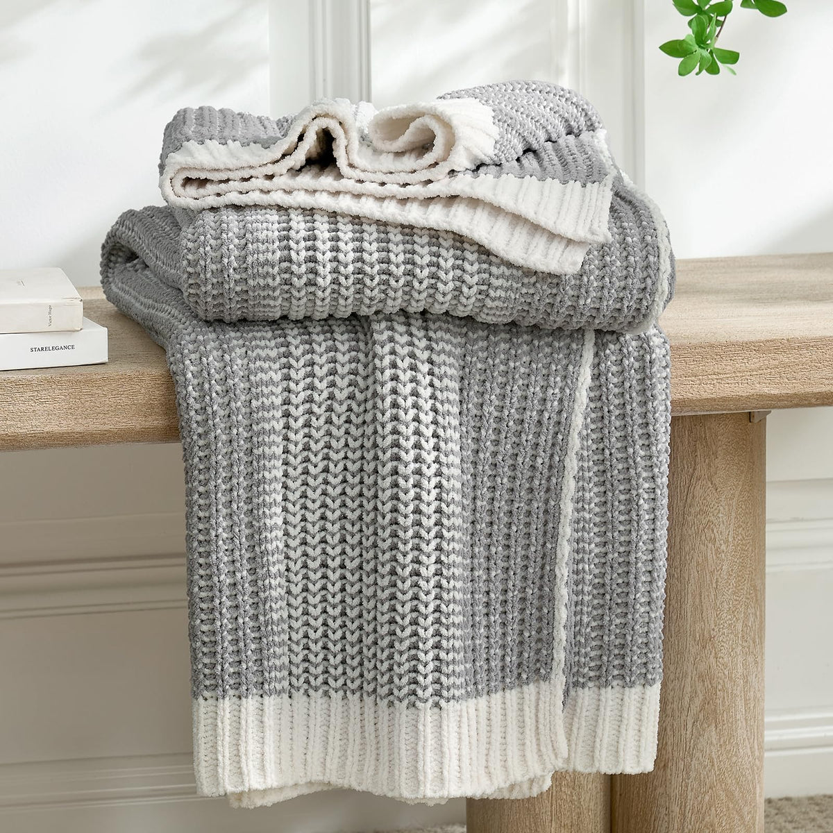 Moss-Stitch Chenille Throw Blanket