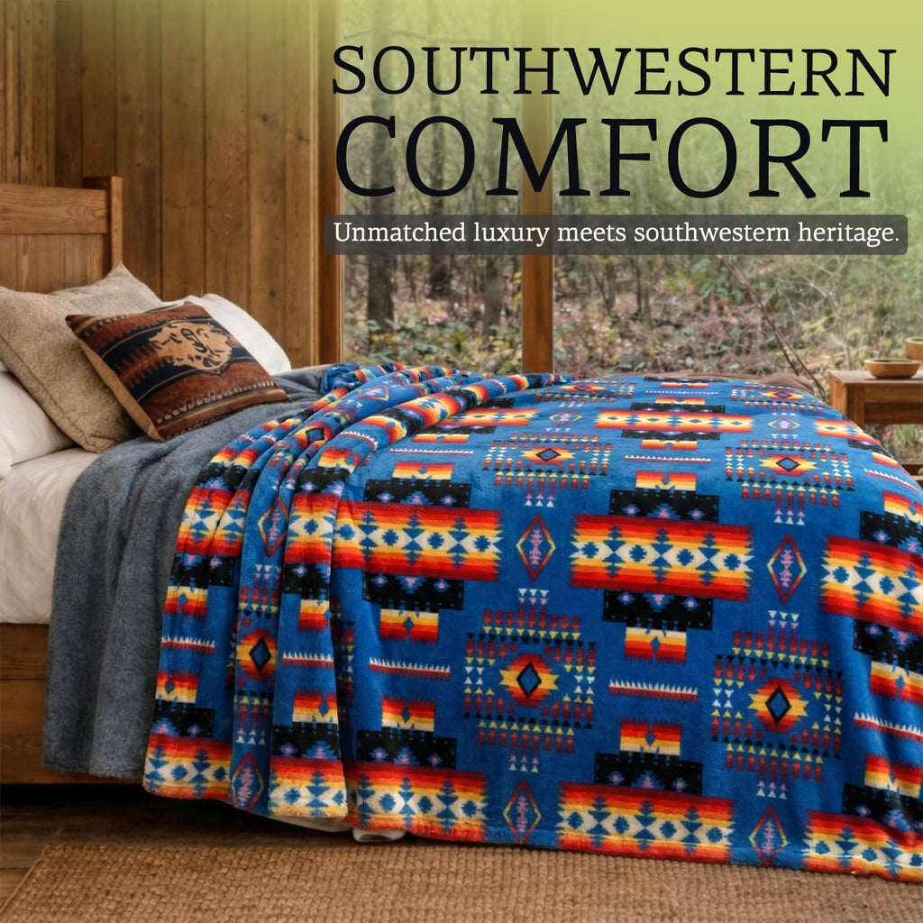 Sacred Thread Aztec Blanket Fleece, Western Blanket (Coffee Flannel) (King)