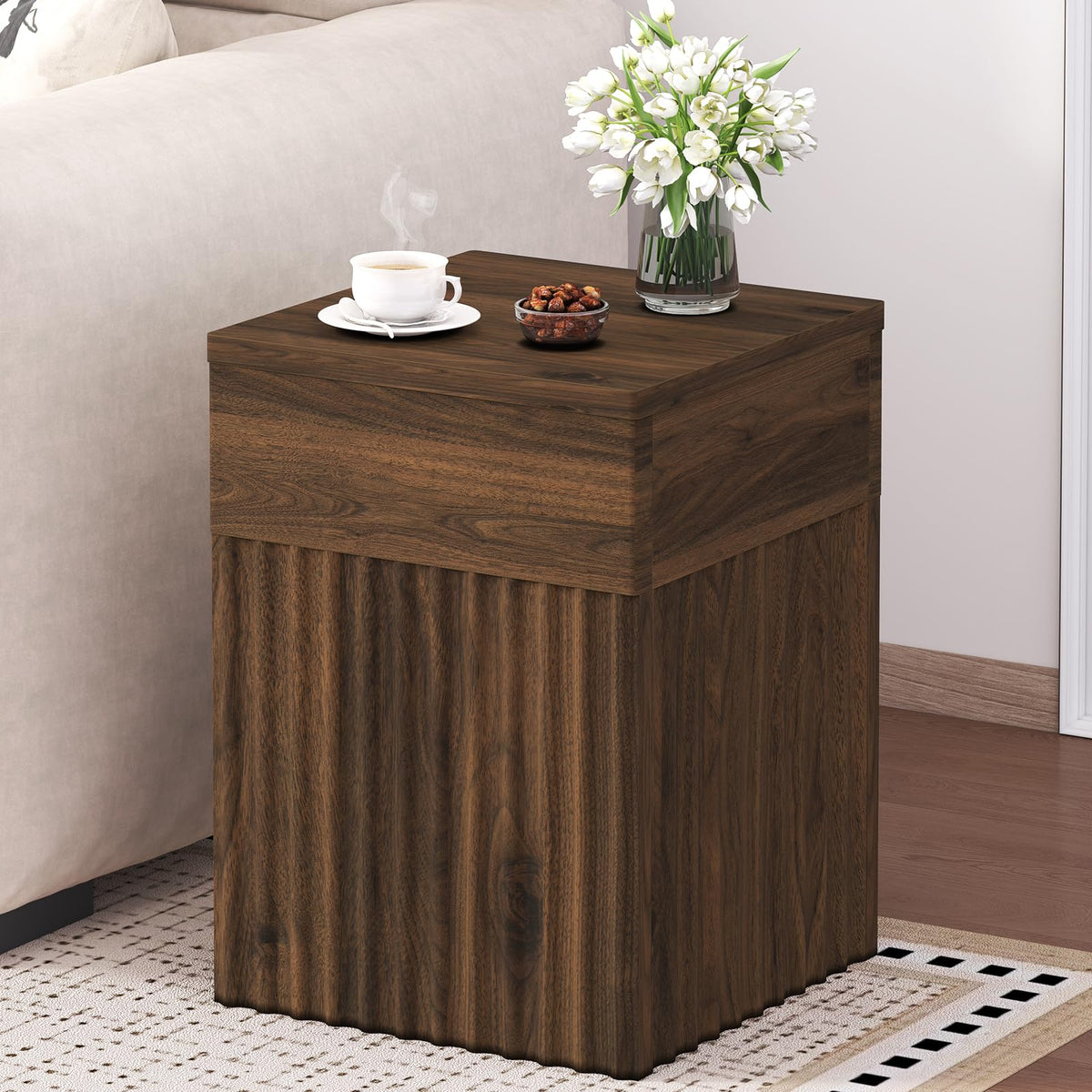 Fluted Wooden Side Table