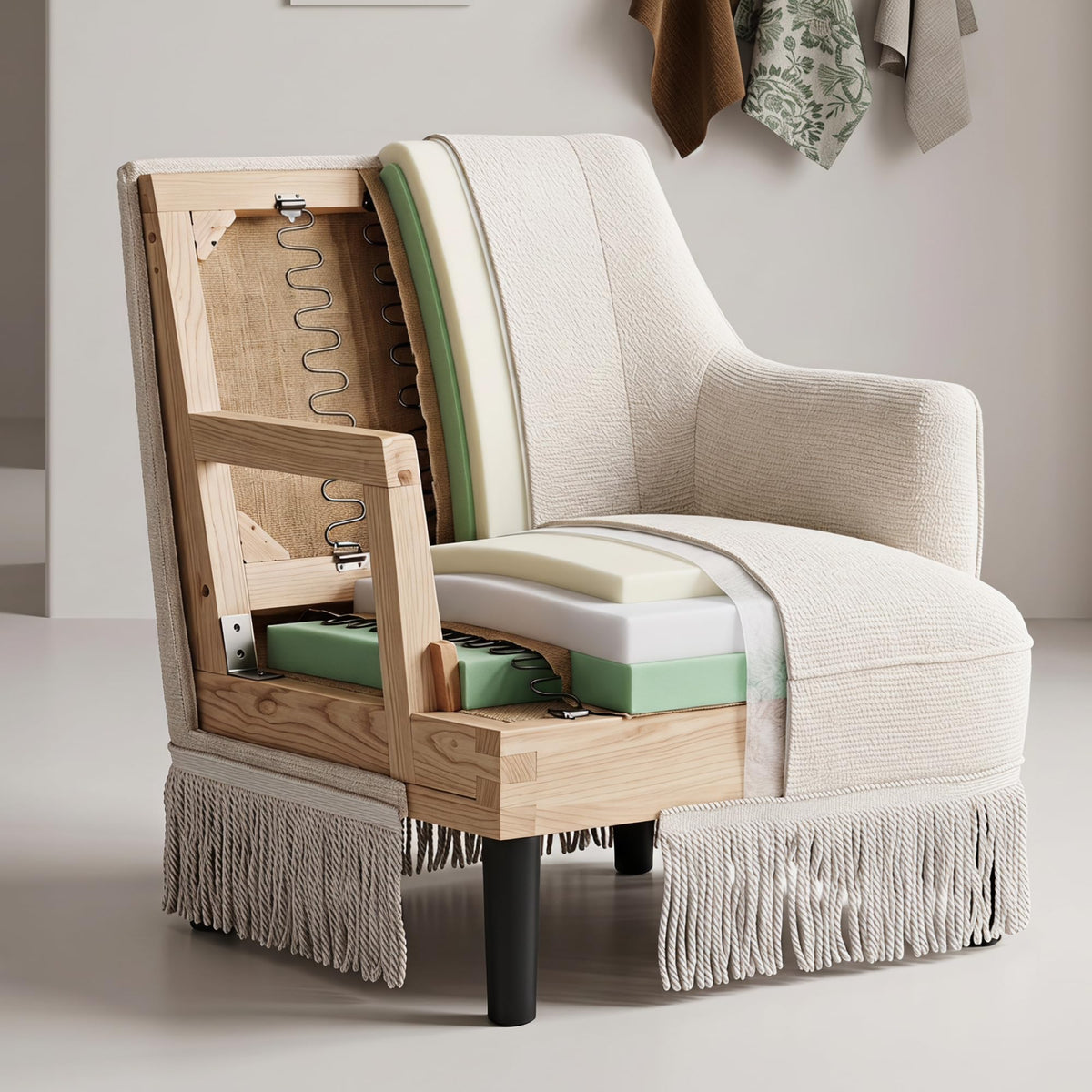 Hyfirm Vintage Accent Chair with Fringe Tassel Skirt