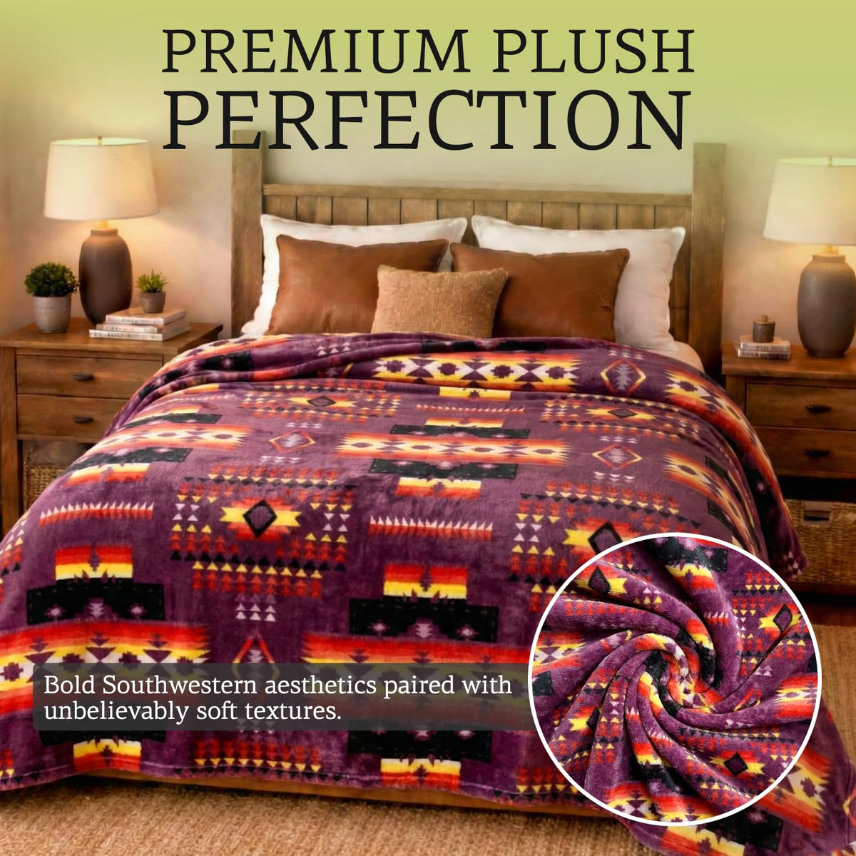 Sacred Thread Aztec Blanket Fleece, Western Blanket (Coffee Flannel) (King)