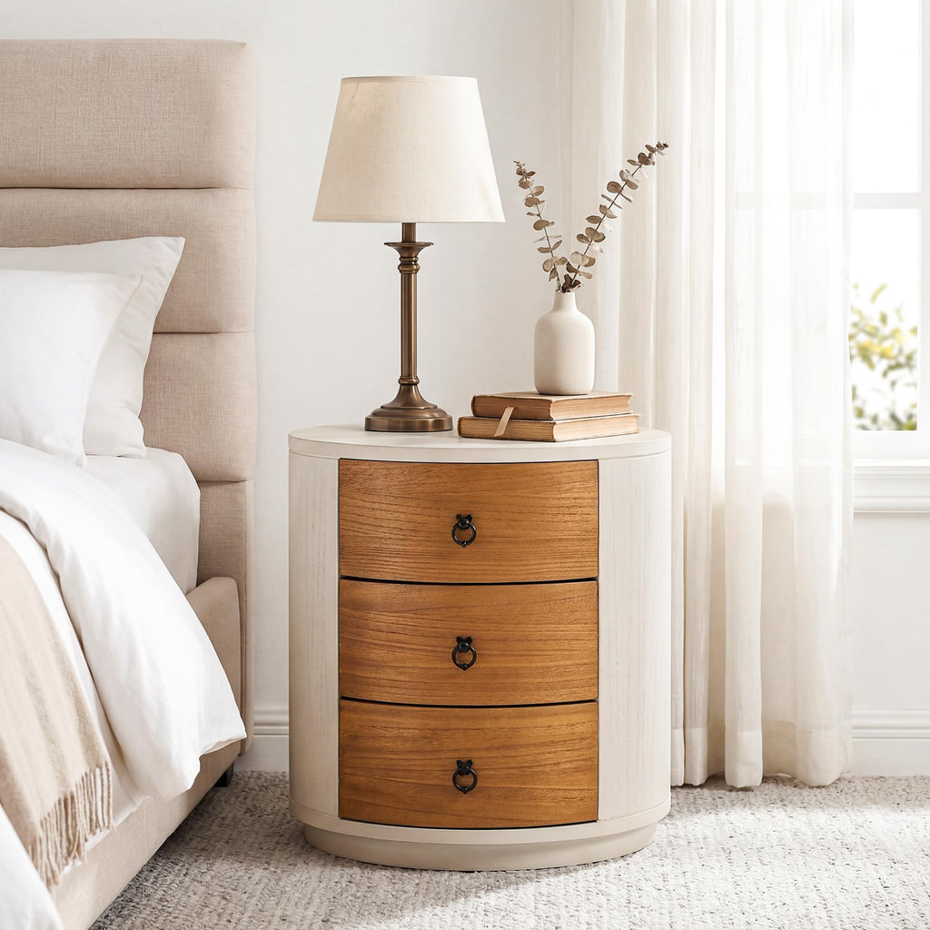 Round Three-Drawer Nightstand