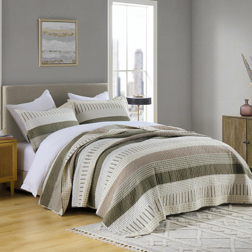 PANGUSHAN 100% Cotton Quilt Set Queen Size