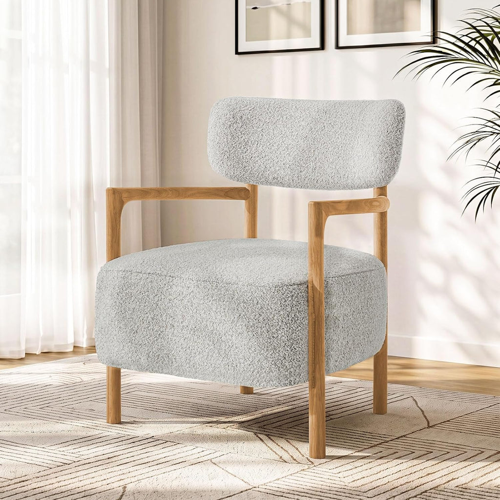 Busaurus Modern Accent Chair, Boucle Arm Chair for Living Room