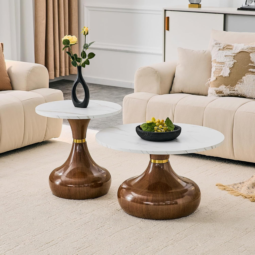 Faux-Marble Nesting Coffee Table Set