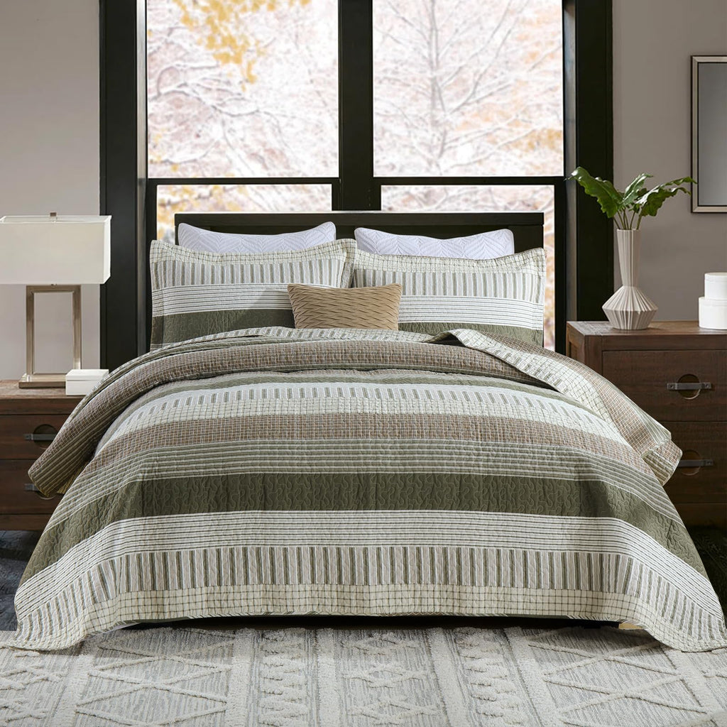 PANGUSHAN 100% Cotton Quilt Set Queen Size