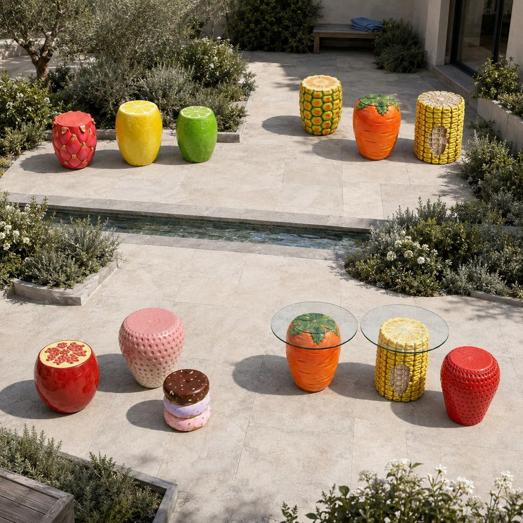 Corn Cob Plant Stand Indoor and Outdoor Resin Garden Stool Drum Seat Accent