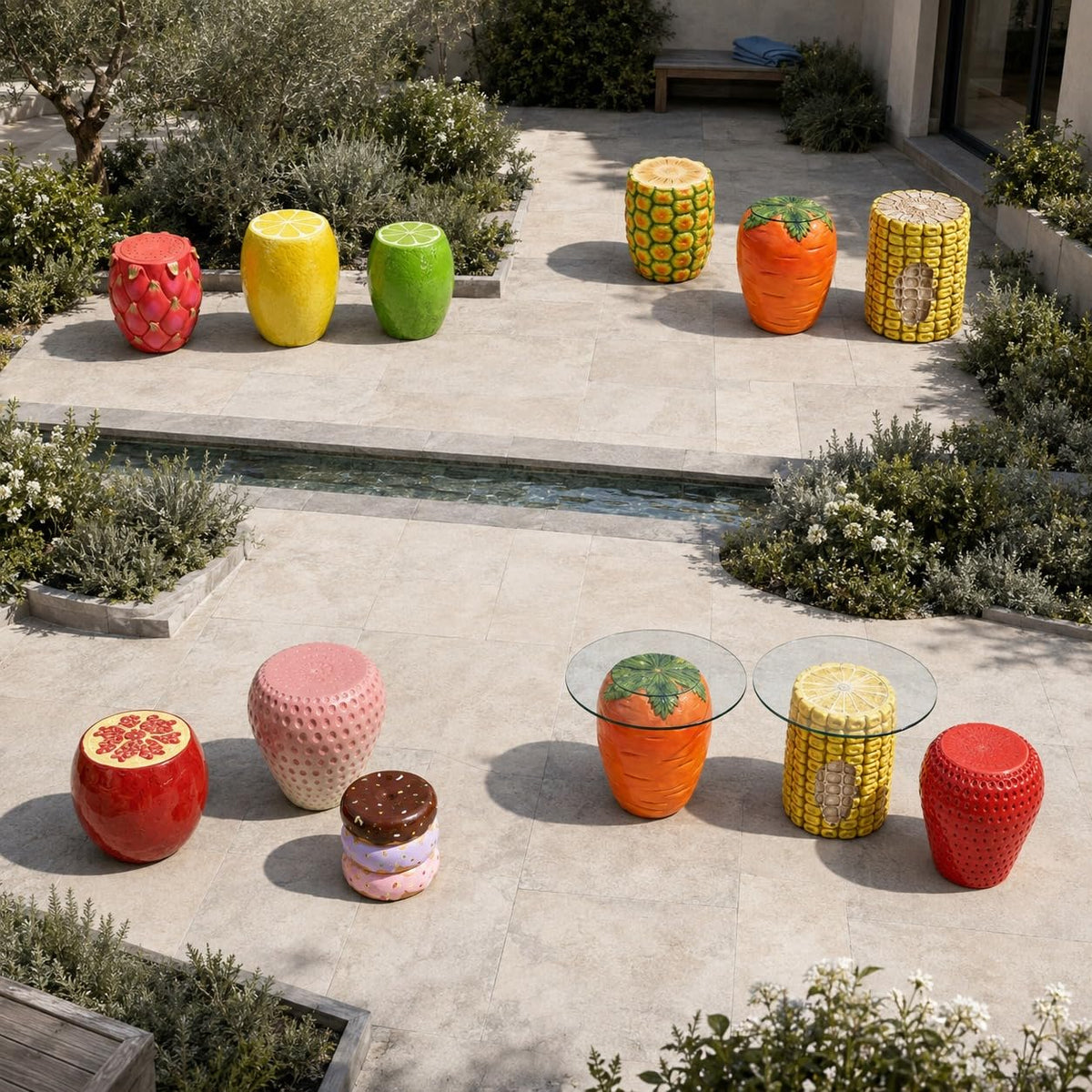 Corn Cob Plant Stand Indoor and Outdoor Resin Garden Stool Drum Seat Accent